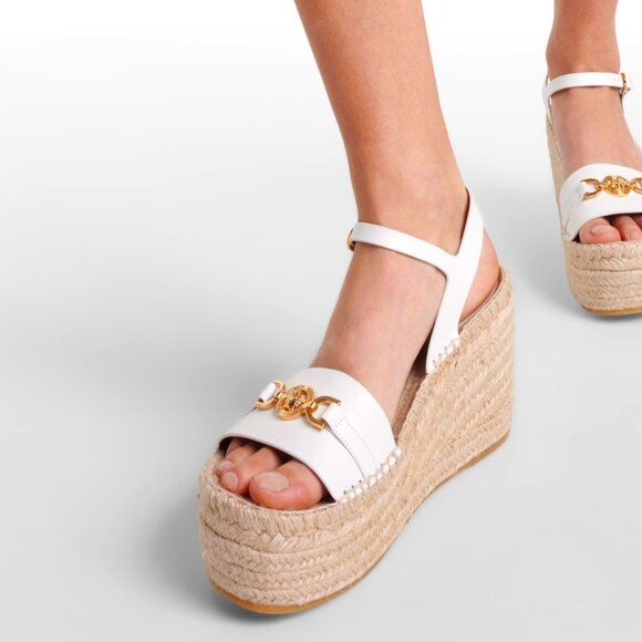 New in Box Versace Bianca Ottico Platform Wedge Sandals Size EU 40/ US 9.5 - Picture 2 of 16